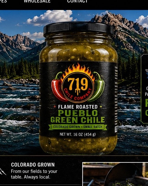Four 16 oz jars of our Flame Roasted Green Chile